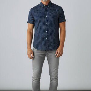 Bonobos Athletic Fit S/S Button Down Shirt Navy Geo Print Sz M